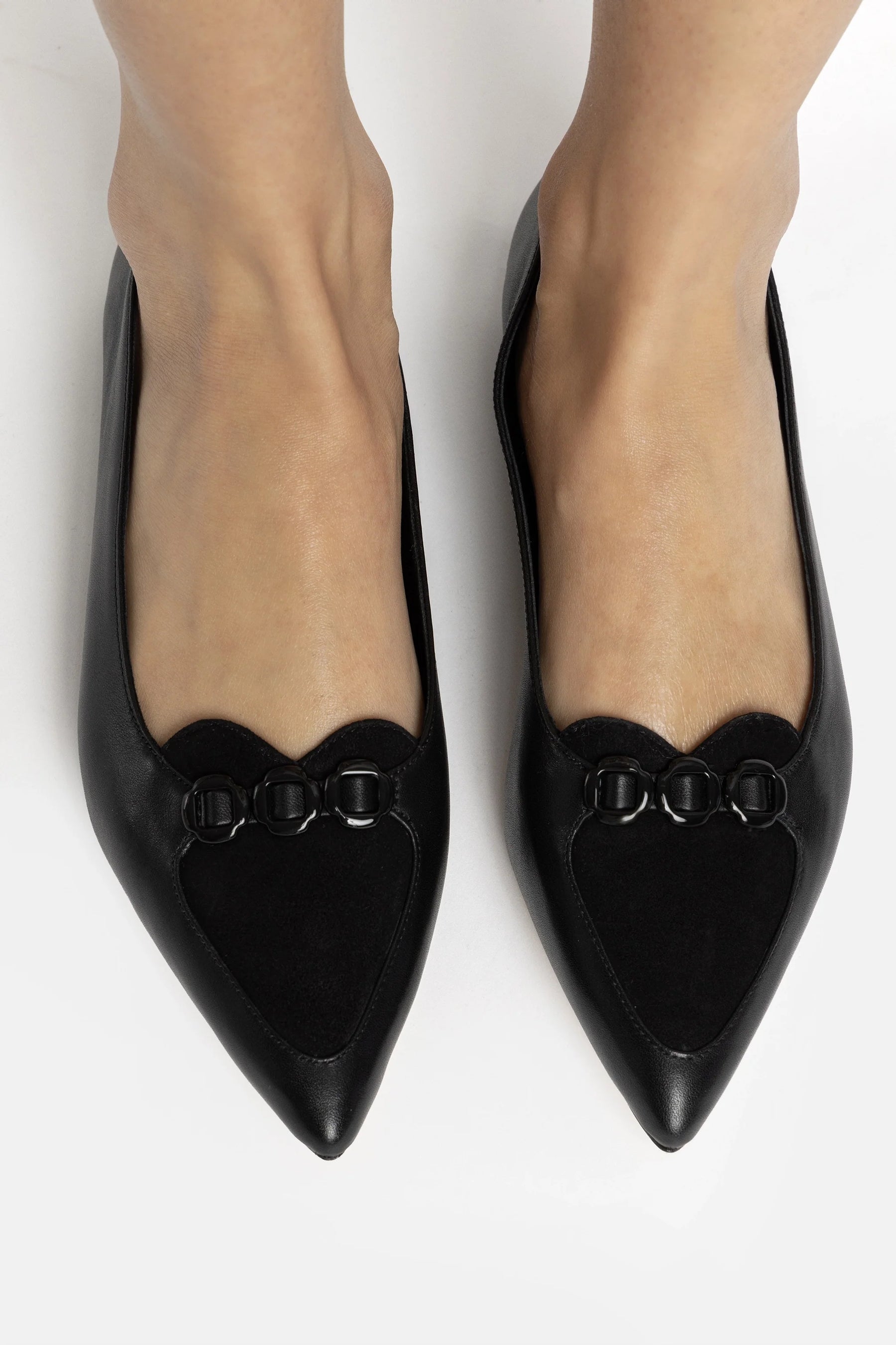 Mocassim Audrey Camurça Preto e Couro Preto