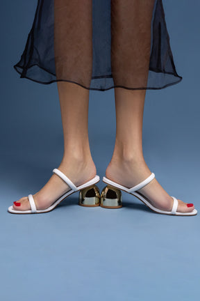 Mule Dew Drop Couro Verniz Branco