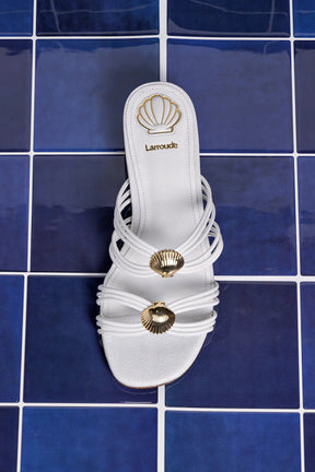 Shelly Flat Mule In White Leather