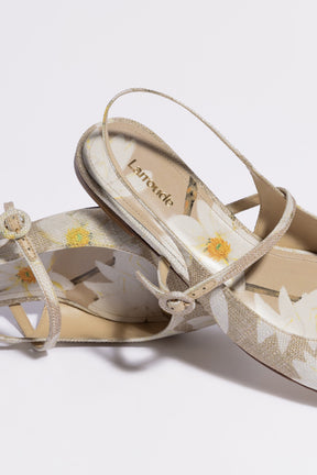 Sapatilha Georgina Ráfia Estampada Bege
