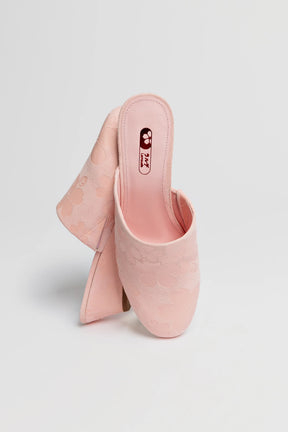 Mule Anabela Venice Sakura Camurça Rosa