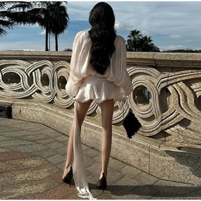 Vestido Feminino Acetinado Plissado -  Izuke