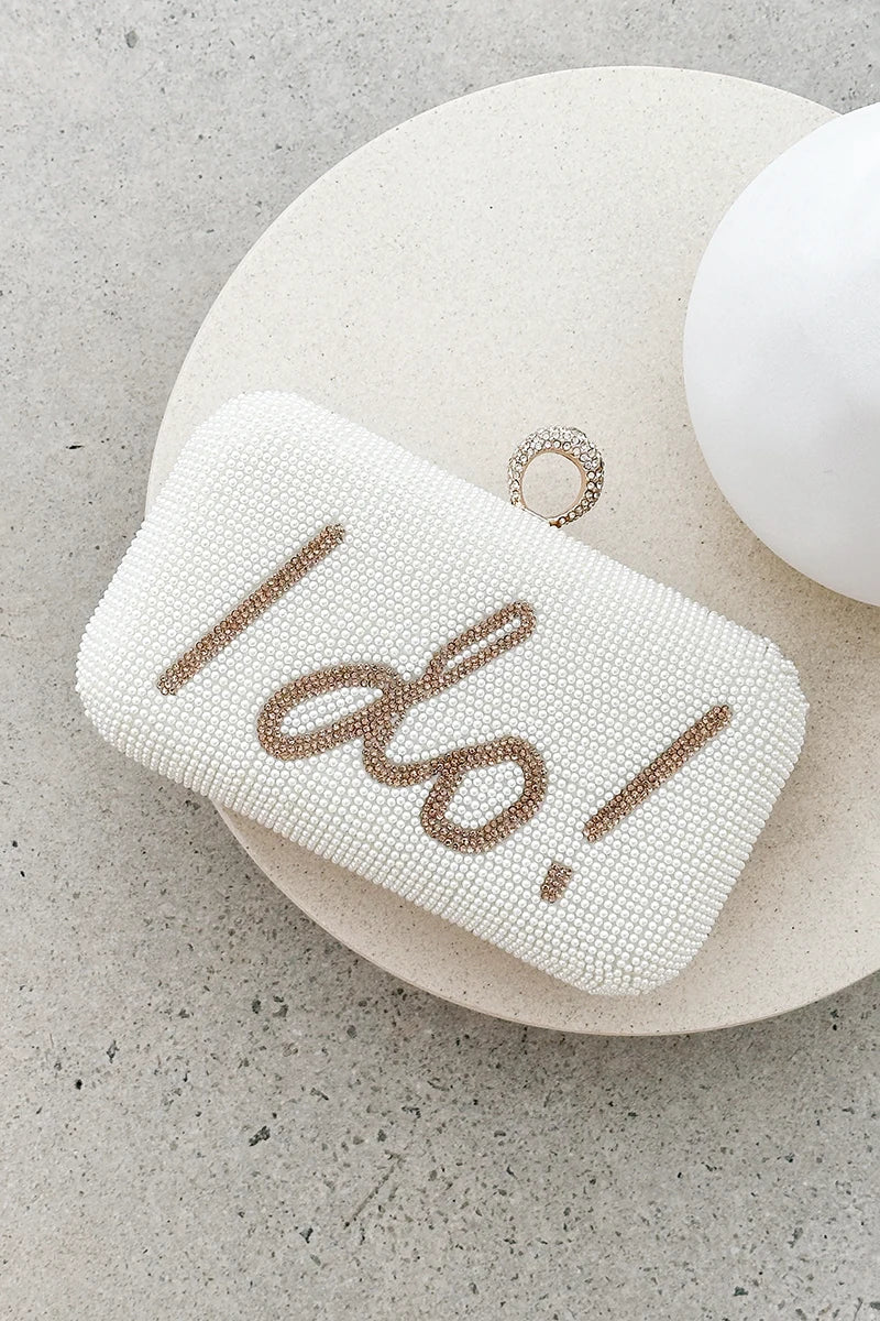Clutch "I DO" com Lantejoulas – Dourado/Branco