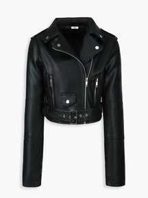 Jaqueta Biker Cropped de Couro Sintético - AiRin