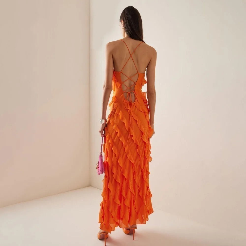Vestido Feminino Elegante Laranja - Alice
