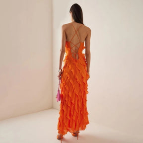 Vestido Feminino Elegante Laranja - Alice