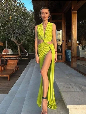 Vestido Feminino Longo Fenda - Lais