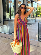 Vestido Longo Decote Listrado - Mariana