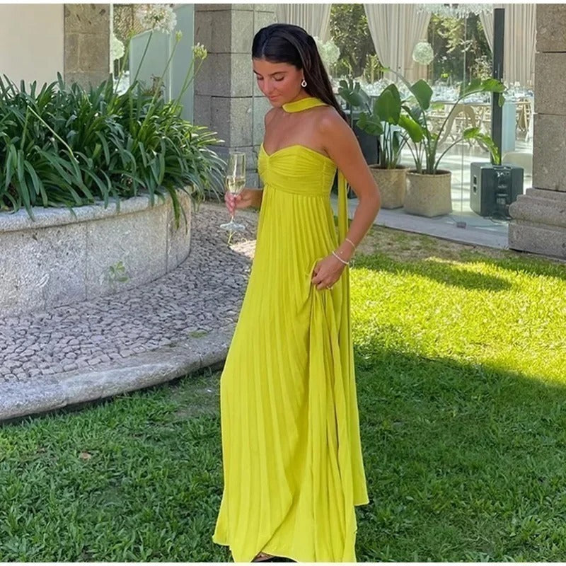 Vestido Feminino Plissado Verde - Julie