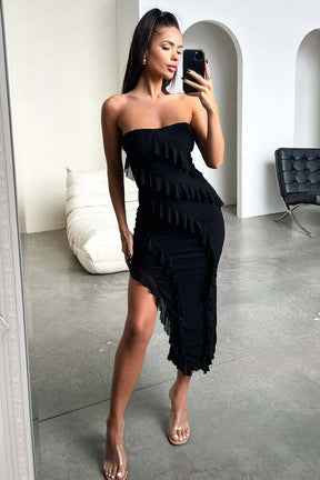 Vestido Midi Assimétrico Elegante - Heloísa
