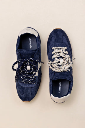 Tênis Stella Camurça Azul e Couro Off White